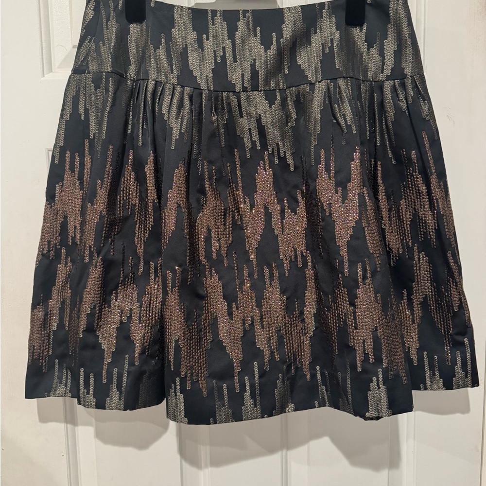 Per Se Black and Silver A-Line Skirt